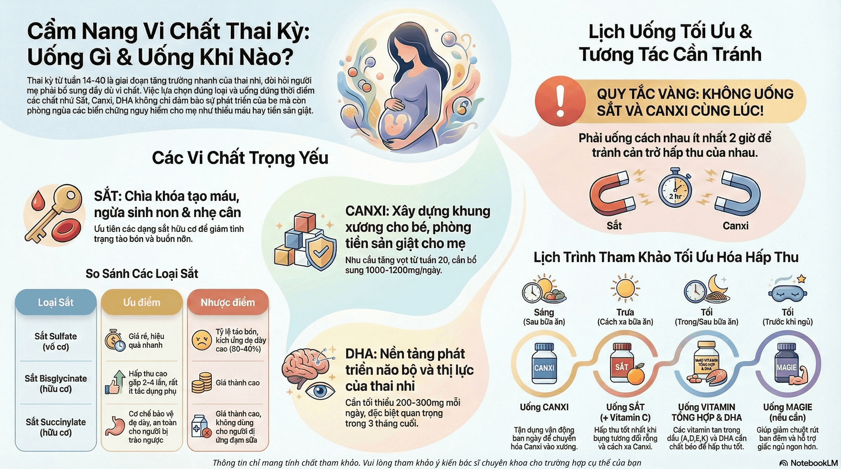 Dinh Dưỡng Thai Kỳ: Cách Uống Sắt, Canxi, DHA Đúng Chuẩn Cho Mẹ Bầu